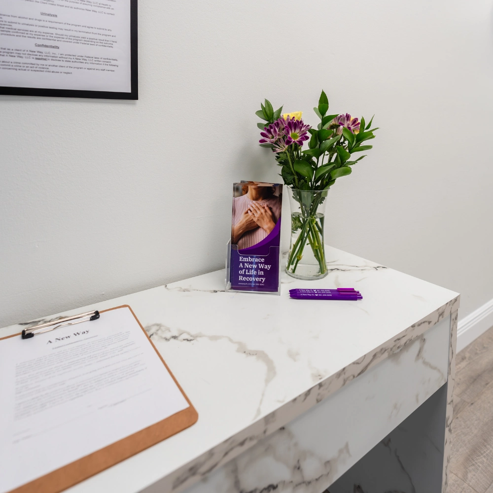 The entryway table at A New Way Partial Hospitalization Program (PHP)
